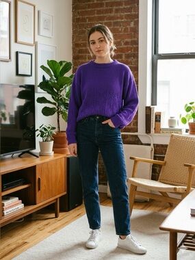 Vintage purple New Moves women’s large sweater classic GUC Made in USA